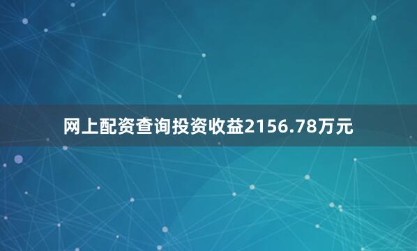网上配资查询投资收益2156.78万元
